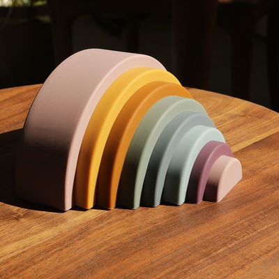 Buy New Children'S Education Silicone Rainbow Round Cloud Arched Colorful Building Blocks Colorful Silicone Children'S Toys online manufacture